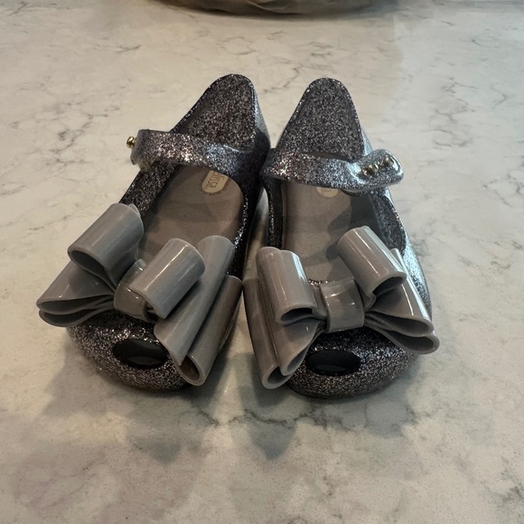 Mini Melissa Glittery Silver Kids Shoes - Picture 2 of 6